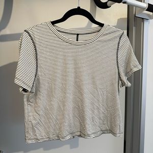 American Eagle cropped stripe ribbed tee